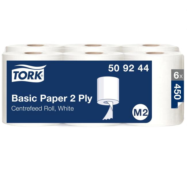 Papierové utierky v rolke so stred. odvíjaním 2-vrstv. TORK Basic biele M2 (6ks)