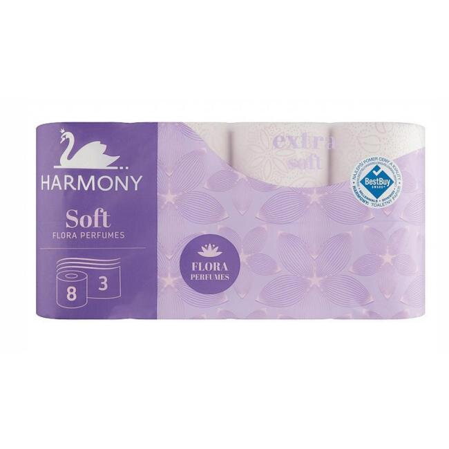 Toaletný papier 3-vrstvový Harmony Soft FLORA Parfumes biely, návin 16,8 m (8 ks) Toaletný papier 3-vrstvový Harmony Soft FLORA Parfumes biely, návin 16,8 m (8 ks)