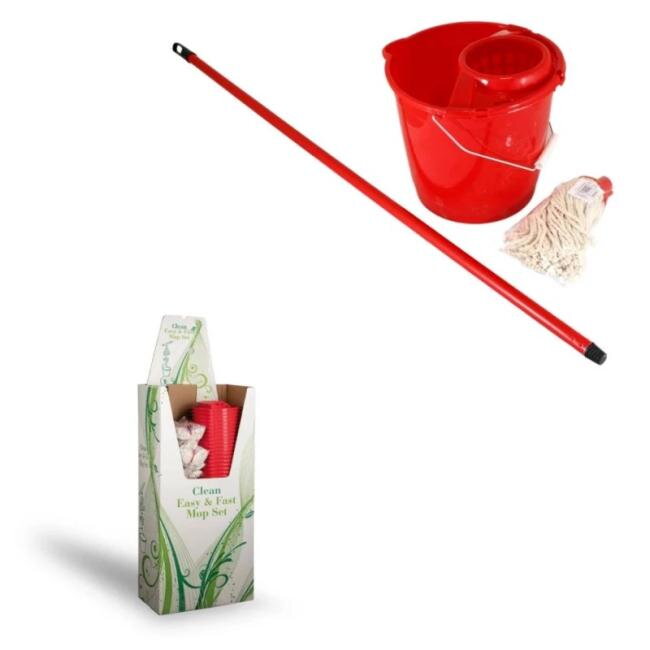 Mop súprava 10l so žmýkačom a strapcovým mopom Mop súprava 10l so žmýkačom a strapcovým mopom