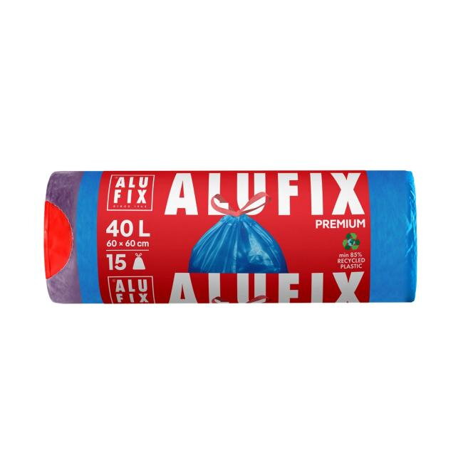 Vrecia na odpadky zaťahovacie, 40 l / 15 ks, 20mic., 60 x 60 cm, modré, LDPE Vrecia na odpadky zaťahovacie, 40 l / 15 ks, 20mic., 60 x 60 cm, modré, LDPE