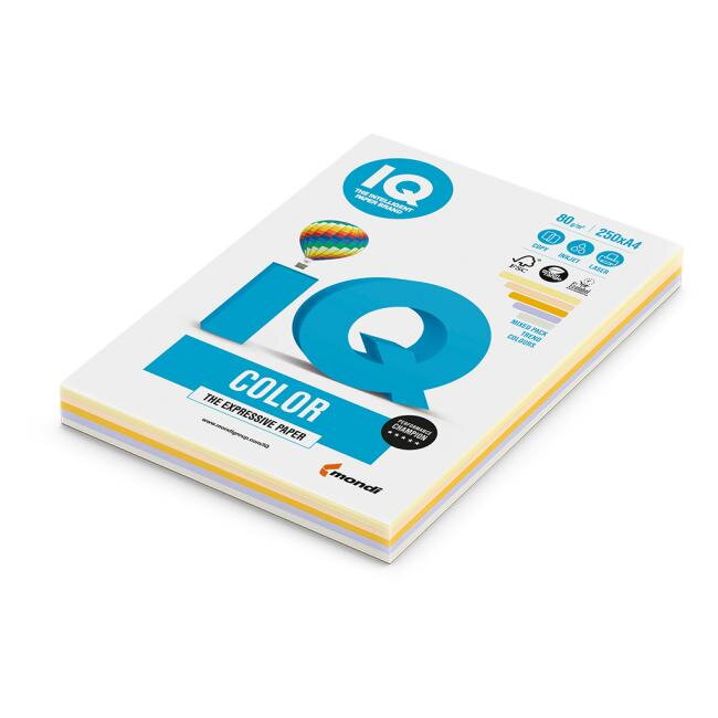Farebný papier IQ color 5x50 mix trendové farby, A4, 80g Farebný papier IQ color 5x50 mix trendové farby, A4, 80g