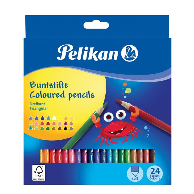 Farbičky Pelikan trojhranné tenké 24 ks Farbičky Pelikan trojhranné tenké 24 ks