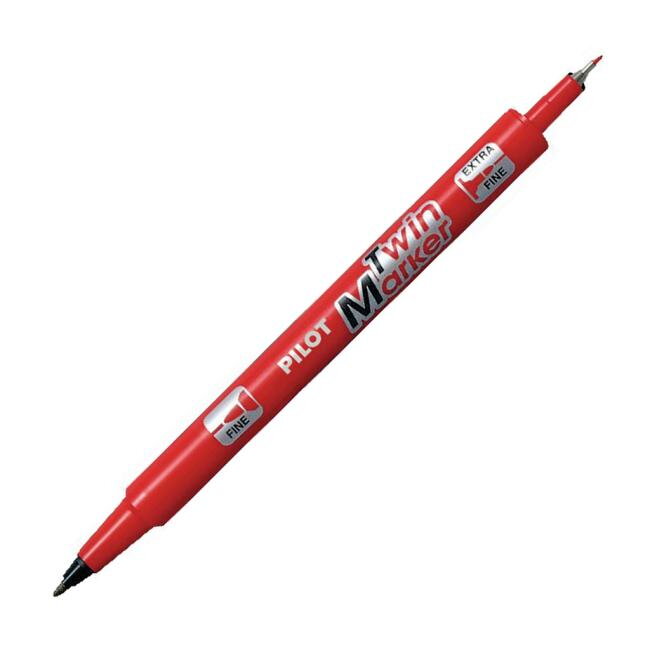 Popisovač obojstranný PILOT Twin Marker BeGreen 05+03 mm červený Popisovač obojstranný PILOT Twin Marker BeGreen 05+03 mm červený