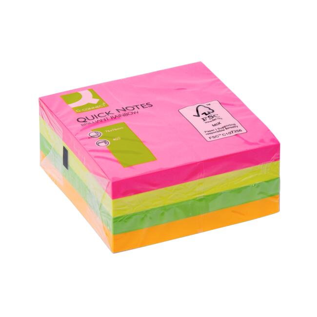 Samolepiaci bloček Q-CONNECT 76x76 mm, 400 l, neónová Samolepiaci bloček Q-CONNECT 76x76 mm, 400 l, neónová