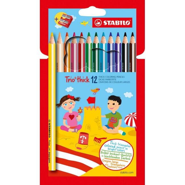 Farbičky STABILO Trio so strúhadlom 12ks Farbičky STABILO Trio so strúhadlom 12ks