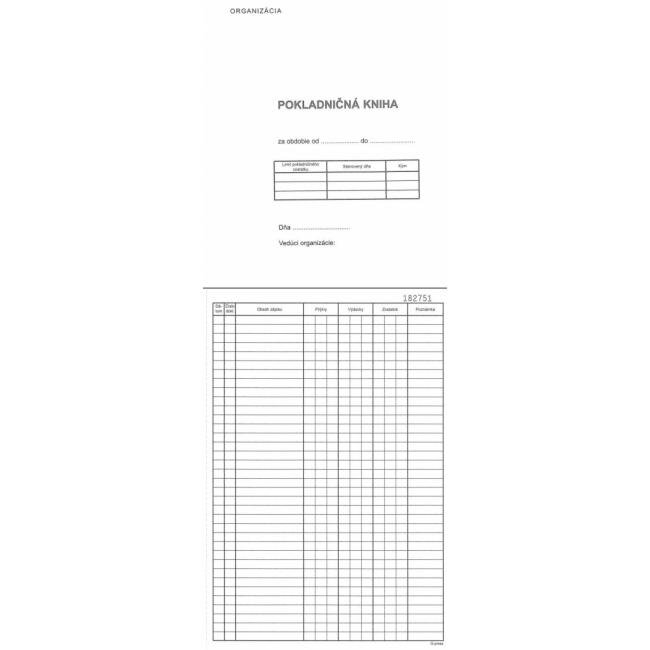 Pokladničná kniha, A4, číslovaná priepisová, 50x2 listy, samoprepis